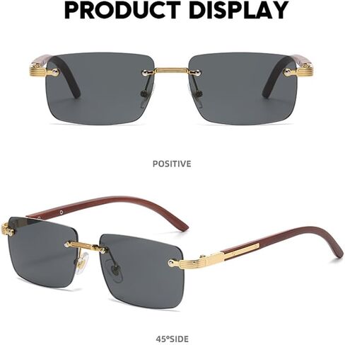 Heptagram Rimless Rectangle Sunglasses Men Women Retro Frameless Square Shades Vintage Sun Glasses Tinted Eyewear in Saudi Arabia