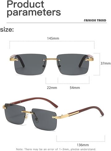 Heptagram Rimless Rectangle Sunglasses Men Women Retro Frameless Square Shades Vintage Sun Glasses Tinted Eyewear in Saudi Arabia