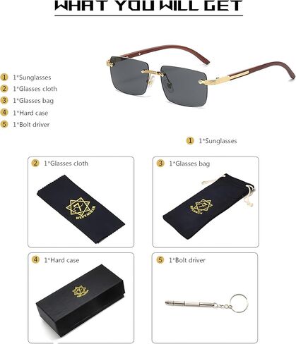 Heptagram Rimless Rectangle Sunglasses Men Women Retro Frameless Square Shades Vintage Sun Glasses Tinted Eyewear in Saudi Arabia