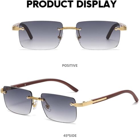 Heptagram Rimless Rectangle Sunglasses Men Women Retro Frameless Square Shades Vintage Sun Glasses Tinted Eyewear in Saudi Arabia