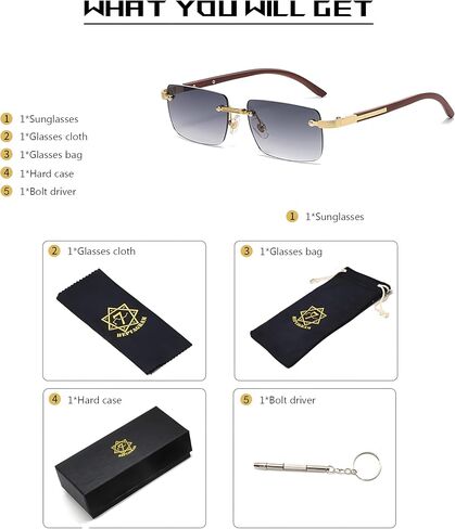Heptagram Rimless Rectangle Sunglasses Men Women Retro Frameless Square Shades Vintage Sun Glasses Tinted Eyewear in Saudi Arabia
