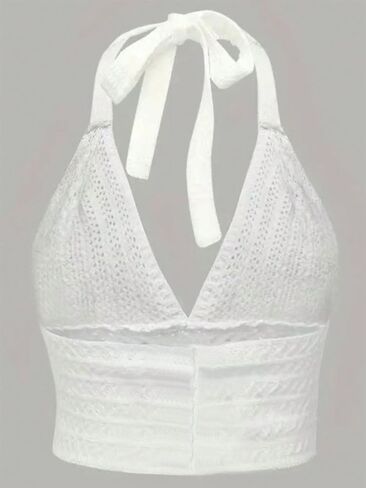 GORGLITTER Women's Crochet Bow Halter Top Cute Backless Summer Ribbed Knit Going Out Country Concert Crop Tops 2025 in Saudi Arabia