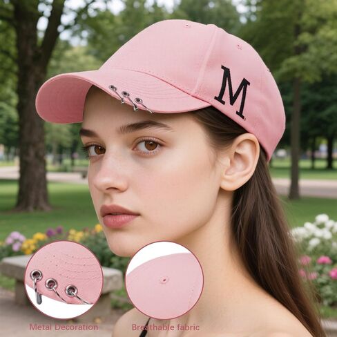 Unisex Baseball Cap with Metal Rings - Adjustable Cotton Sports Hat, Casual Fashion for Outdoor and Daily Wear in Saudi Arabia