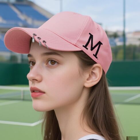Unisex Baseball Cap with Metal Rings - Adjustable Cotton Sports Hat, Casual Fashion for Outdoor and Daily Wear in Saudi Arabia