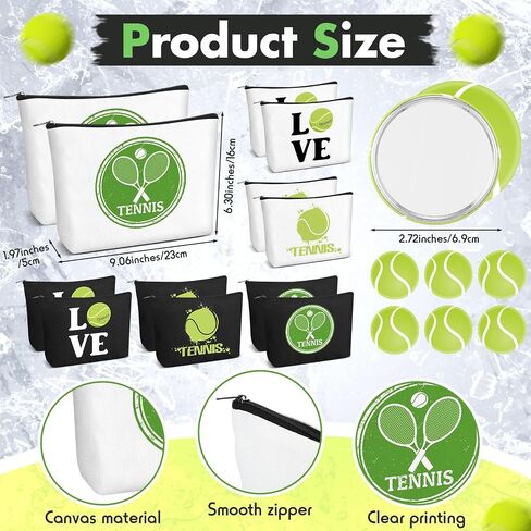 Kacctyen 48 Pcs Tennis Lover Gift Set Makeup Bags, Compact Mirrors, Hair Accessories for Tennis Parties Travel Organizer and Gifts for Female Athletes in Saudi Arabia