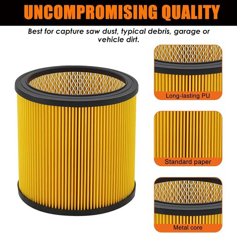 Replacement Filter for Vacmaster 5-20 Gallon/Hart Shop Vacuum 5-17 Gallon, Replaces Hart VCFS 3701 Filter/VCFF Filter, Fits most Shop-Vac/Craftsman Vacuum, with 4x Wet Foam Sleeve in Saudi Arabia
