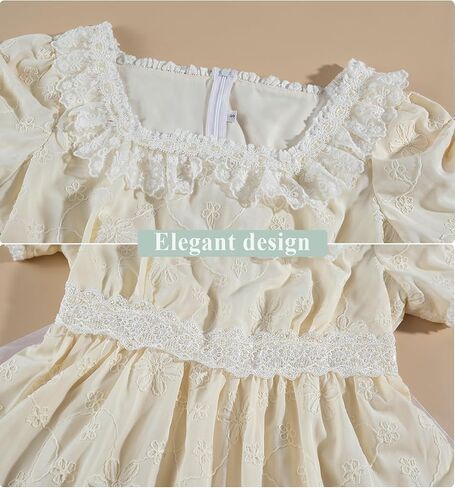 CR ROLECOS Regency Dresses Victorian Empire Waist Dress for Women Tea Party Puff Sleeve Costume Gown with Gloves in Saudi Arabia