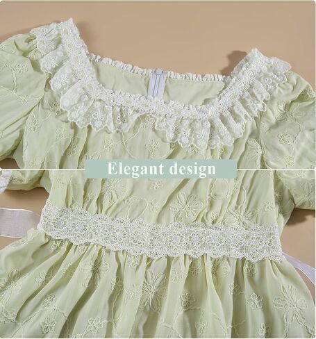 CR ROLECOS Regency Dresses Victorian Empire Waist Dress for Women Tea Party Puff Sleeve Costume Gown with Gloves in Saudi Arabia