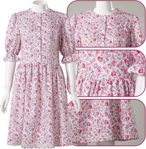 Barbara Costume Beetle Dress Women Pink Floral Print Dress Scar Stickers Halloween Costume Cosplay Props in Saudi Arabia