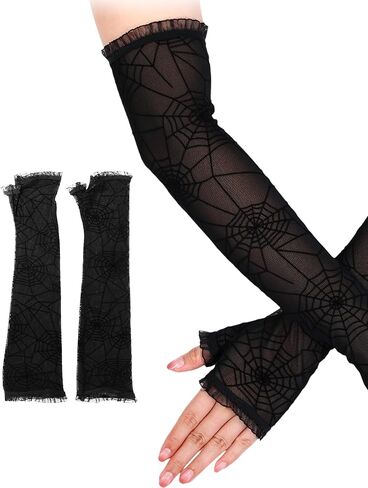 Toulite Halloween Women's Vampire Costume Include Black Dress, Red Striped Leggings and Arm Gloves for Cosplay Party in Saudi Arabia
