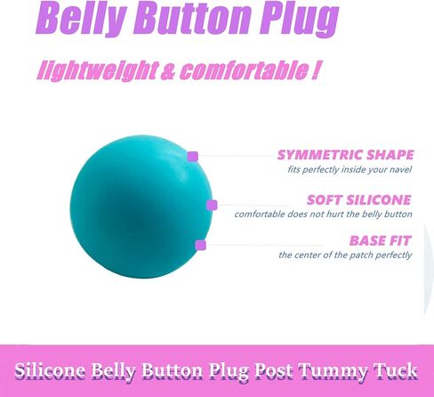 12PCS Ball-Shape Belly Button Plug Post Tummy Tuck Silicone Belly Button Trainer Tummy Tuck for Liposuction（6 Different Sizes, 2 of Each + 30pcs Tape Pink in Kuwait