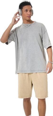 GSOU SNOW Men Oversized T Shirt Cotton Casual Unisex Short Sleeve Vintage Baggy Tee Shirts Washed Mens Streetwear in Saudi Arabia