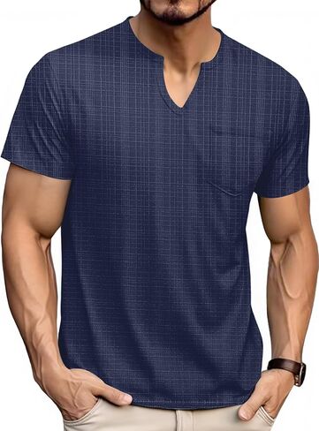 Men's V Neck T Shirts Short Sleeve Summer Casual Stylish Fitted Stretch Tees for Men in Saudi Arabia