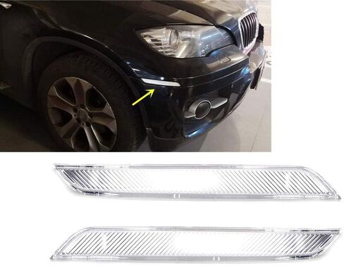 مصابيح عاكسة بديلة للمصد الأمامي للعدسة الشفافة متوافقة مع 2008-2014 BMW E71 X6، 2010-2013 BMW E70 X5M، استبدل مصابيح العلامات الجانبية الكهرمانية OEM in Saudi Arabia