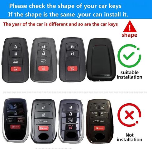 Che Yuefu متوافق مع غطاء Toyota Key fob، 4 أزرار TPU ناعمة مع سلسلة مفاتيح جلدية 360 درجة حماية لمفتاح Camry RAV4 Corolla Highlander Avalon C-HR Prius Smart Key، (فضي) in Kuwait