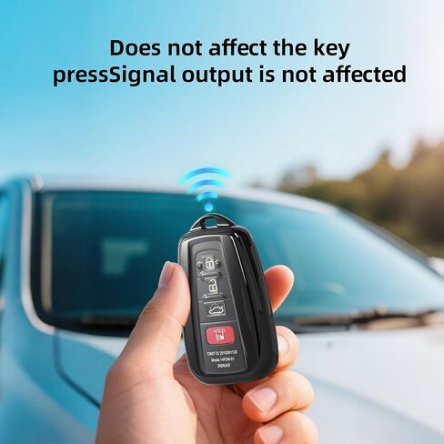 Che Yuefu متوافق مع غطاء Toyota Key fob، 4 أزرار TPU ناعمة مع سلسلة مفاتيح جلدية 360 درجة حماية لمفتاح Camry RAV4 Corolla Highlander Avalon C-HR Prius Smart Key، (فضي) in Kuwait