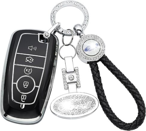 for Ford Explorer Key fob Cover, Car Key Compatible with Ford Fusion Edge Expedition F150 F250 F350 F450 F550 Maverick Mustang, 5 Buttons (White) in Saudi Arabia