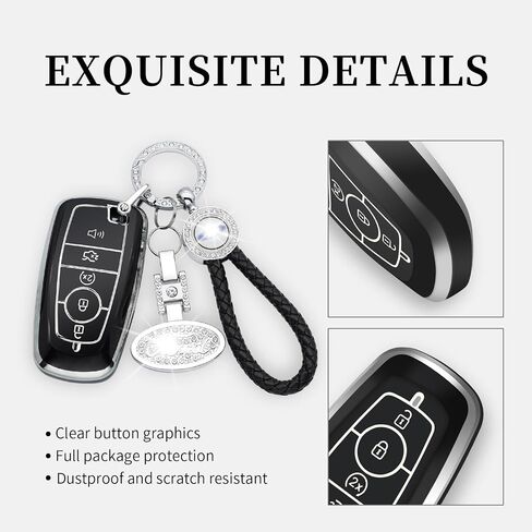 for Ford Explorer Key fob Cover, Car Key Compatible with Ford Fusion Edge Expedition F150 F250 F350 F450 F550 Maverick Mustang, 5 Buttons (White) in Saudi Arabia