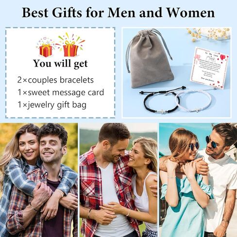 Couple Gifts Bracelets Matching Bracelets Adjustable Rope Bracelets for Couples Christmas Anniversary Valentines Gifts for Him HerBoyfriend Girlfriend Lovers Husband Wife in Kuwait