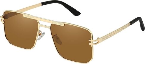 Aviator Sunglasses for Men Women - Retro Square Polarized Sunglasses UV Protection Metal Sun Glasses in Saudi Arabia