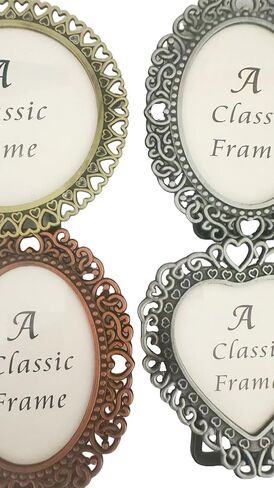 2 Pack Mini Metal Vintage Picture Frame, 2x3 Inch Retro Small Photo Frame in Heart Oval Rectangle Round Shapes (Rectangle, Retro Silver, 2x3) in Saudi Arabia