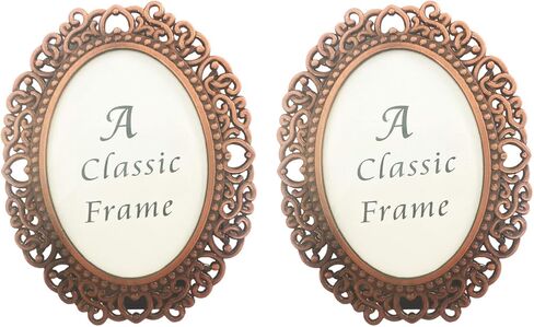 2 Pack Mini Metal Vintage Picture Frame, 2x3 Inch Retro Small Photo Frame in Heart Oval Rectangle Round Shapes (Rectangle, Retro Silver, 2x3) in Saudi Arabia