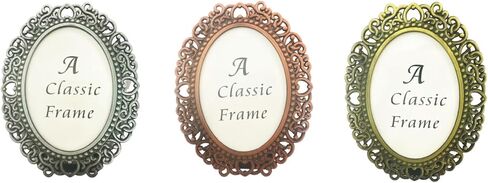 2 Pack Mini Metal Vintage Picture Frame, 2x3 Inch Retro Small Photo Frame in Heart Oval Rectangle Round Shapes (Rectangle, Retro Silver, 2x3) in Saudi Arabia