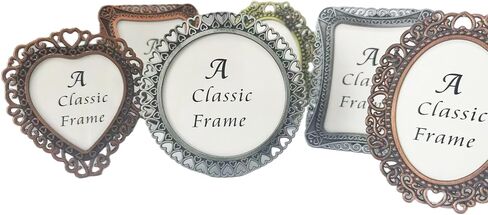 2 Pack Mini Metal Vintage Picture Frame, 2x3 Inch Retro Small Photo Frame in Heart Oval Rectangle Round Shapes (Rectangle, Retro Silver, 2x3) in Saudi Arabia