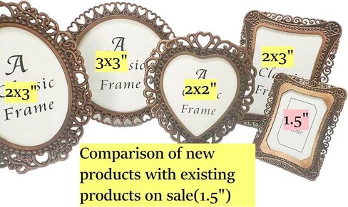 2 Pack Mini Metal Vintage Picture Frame, 2x3 Inch Retro Small Photo Frame in Heart Oval Rectangle Round Shapes (Rectangle, Retro Silver, 2x3) in Saudi Arabia