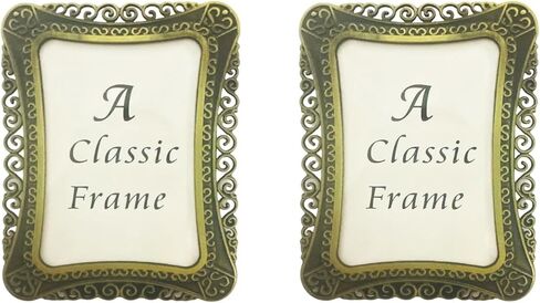 2 Pack Mini Metal Vintage Picture Frame, 2x3 Inch Retro Small Photo Frame in Heart Oval Rectangle Round Shapes (Rectangle, Retro Silver, 2x3) in Saudi Arabia