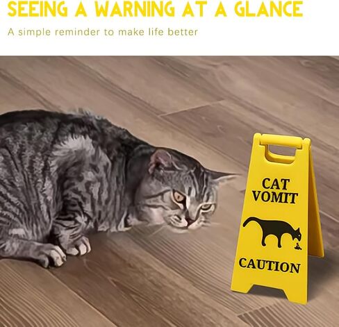 Cat Vomit Caution Sign, Funny Novelty Desk Decor for Cat Lovers and Pet Enthusiasts in Saudi Arabia