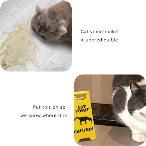 Cat Vomit Caution Sign, Funny Novelty Desk Decor for Cat Lovers and Pet Enthusiasts in Saudi Arabia