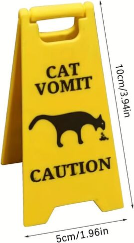 Cat Vomit Caution Sign, Funny Novelty Desk Decor for Cat Lovers and Pet Enthusiasts in Saudi Arabia