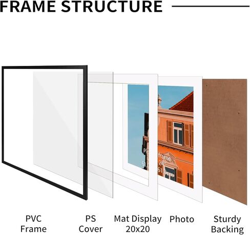 إطار صورة Rempry مقاس 6x8، صور عرض 5x7 مع حصيرة أو 6x8 بدون حصيرة، إطار صورة للتعليق على الحائط أو سطح الطاولة مع زجاج شبكي مقاوم للكسر، أسود، عبوة واحدة in Kuwait