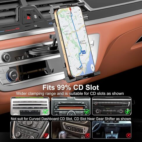 PLDHPRO CD Slot Tablet Car Mount for 5.1-15.6'' Devices, Universal iPad Holder for Car, Adjustable CD Player Phone Mount Compatible with iPhone, iPad, Galaxy Tab, Samsung Z fold, Navigation Gadget in Kuwait