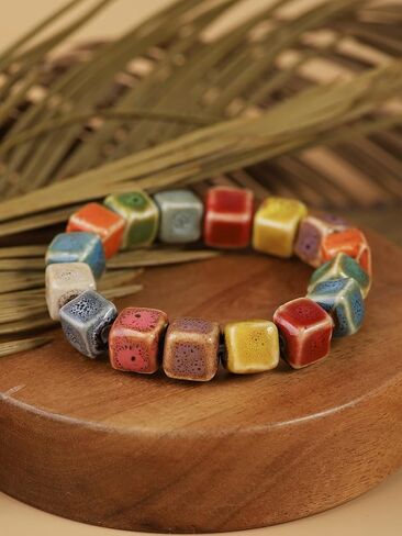 MINACHI Boho Hippie Colorful Ceramic Heart Shaped Beads Strand Bracelet Gift for Women in Saudi Arabia