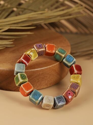 MINACHI Boho Hippie Colorful Ceramic Heart Shaped Beads Strand Bracelet Gift for Women in Saudi Arabia
