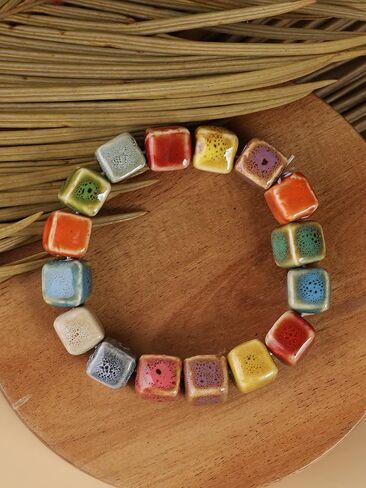 MINACHI Boho Hippie Colorful Ceramic Heart Shaped Beads Strand Bracelet Gift for Women in Saudi Arabia