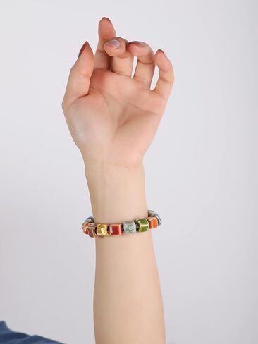 MINACHI Boho Hippie Colorful Ceramic Heart Shaped Beads Strand Bracelet Gift for Women in Saudi Arabia