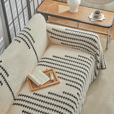 Flannel Boho Sofa Covers Winter Couch 3-4 Cushion Covers for XXL Couch Sofa for Pet Soft Warm Non Slip Fleece Living Room Loveseat Cover Washable and Easy Care Furniture Protector 91"x150" Dark Gray in Kuwait