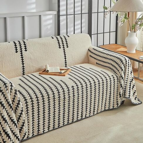 Flannel Boho Sofa Covers Winter Couch 3-4 Cushion Covers for XXL Couch Sofa for Pet Soft Warm Non Slip Fleece Living Room Loveseat Cover Washable and Easy Care Furniture Protector 91"x150" Dark Gray in Kuwait