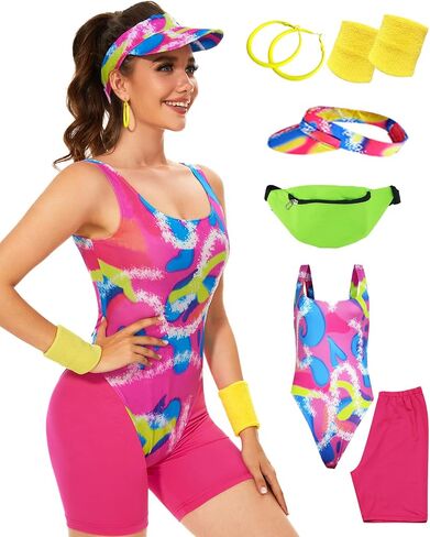 80s Workout Outfit for Women 90s Outfits Men Halloween Couples Costumes for Adults Disco Neon Theme Party Costume in Saudi Arabia