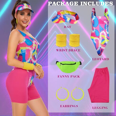 80s Workout Outfit for Women 90s Outfits Men Halloween Couples Costumes for Adults Disco Neon Theme Party Costume in Saudi Arabia