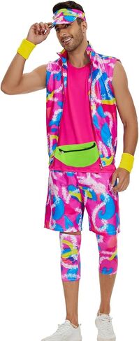 80s Workout Outfit for Women 90s Outfits Men Halloween Couples Costumes for Adults Disco Neon Theme Party Costume in Saudi Arabia