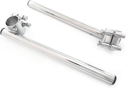 Universal Chrome 7/8" Diameter Clip-On Handlebars - 35mm Fork Tube - 12" Long - Fits Honda Kawasaki Suzuki Yamaha Cafe Racer Vintage Motorcycle in Saudi Arabia