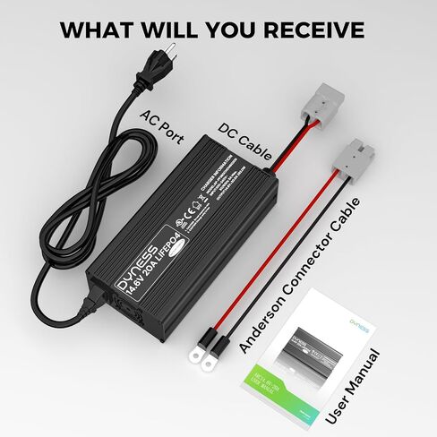 شاحن بطارية ليثيوم 12 فولت 20 أمبير، شحن سريع 14.6 فولت بطارية LiFePO4 شاحن AC-DC مع شحن 3 مراحل، حماية متعددة، موصل أندرسون مثالي لبطاريات ليثيوم LiFePO4 12 فولت in Kuwait