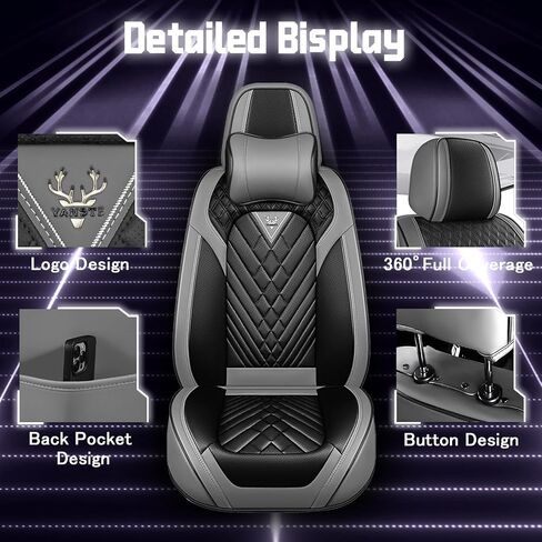 Seat Covers for Acura MDX 2000-2025,Car Seat Covers for Front and Back,Car Seat Cover Waterproof,All Weather Seat Cover(Luxury 5 Seats, Gray Black) in Kuwait