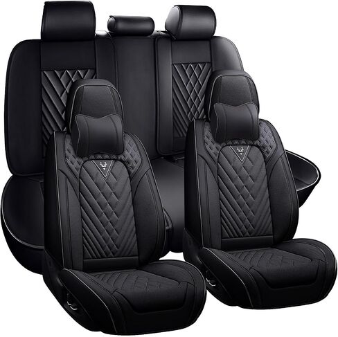 Seat Covers for Acura MDX 2000-2025,Car Seat Covers for Front and Back,Car Seat Cover Waterproof,All Weather Seat Cover(Luxury 5 Seats, Gray Black) in Kuwait