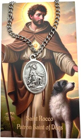 Westmon Works St Rocco Medal Set Patron Saint of Dogs Italian Metal Pendant on a Stainless-Steel Chain with Holy Card in Saudi Arabia