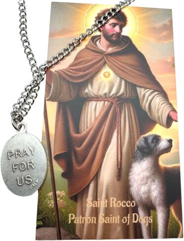 Westmon Works St Rocco Medal Set Patron Saint of Dogs Italian Metal Pendant on a Stainless-Steel Chain with Holy Card in Saudi Arabia